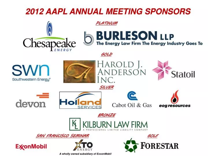 PPT 2012 AAPL Annual Meeting Sponsors PowerPoint Presentation, free