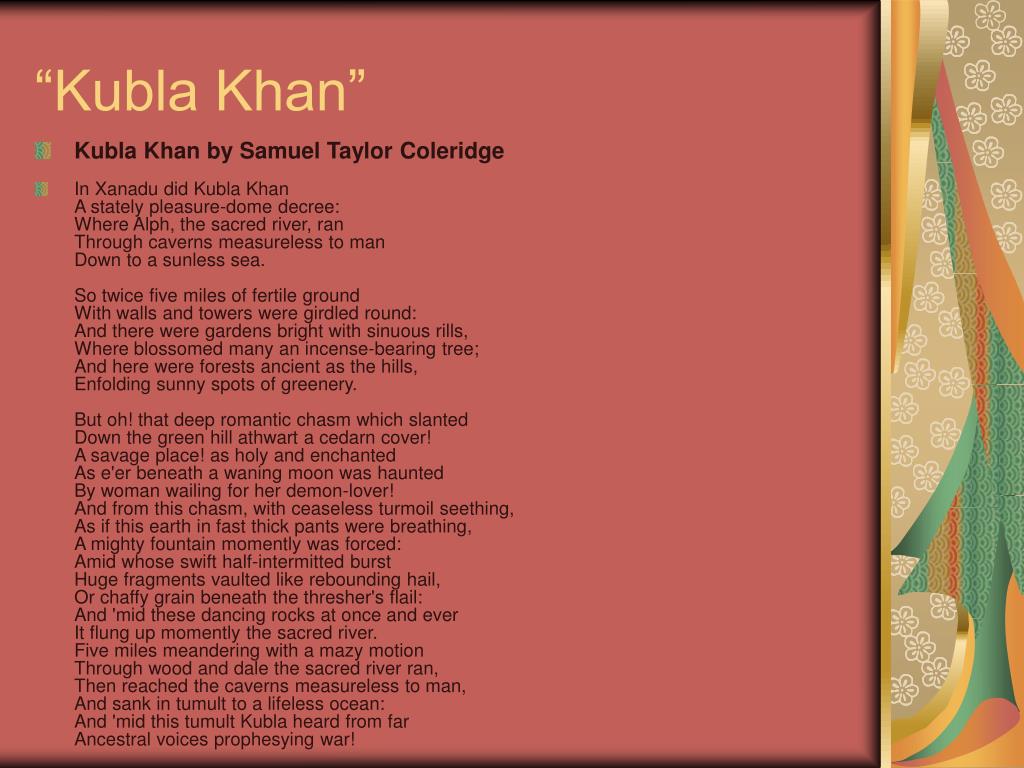 Стихи хана. Kubla Khan by Samuel Taylor Coleridge. Кубла Хан стих. Сэмюэл Кольридж «кубла-Хан». Samuel Taylor Coleridge кубла Хан.