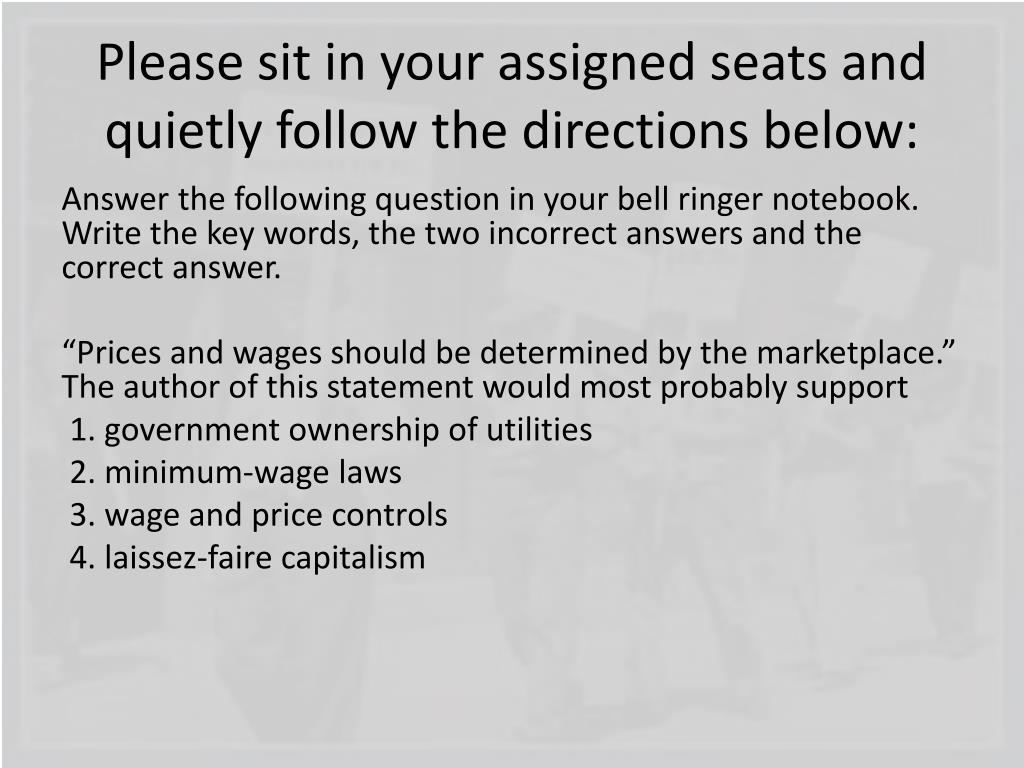 Ppt Please Sit In Your Assigned Seats And Quietly Follow The Directions Below Powerpoint 