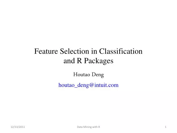 feature selection in classification and r packages n.