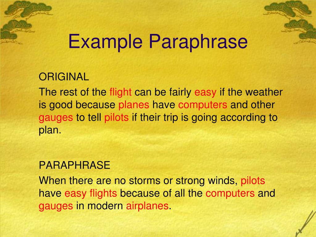 examples of paraphrasing in literature