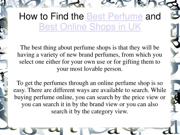 how to find the best perfume and best online shops in uk n.