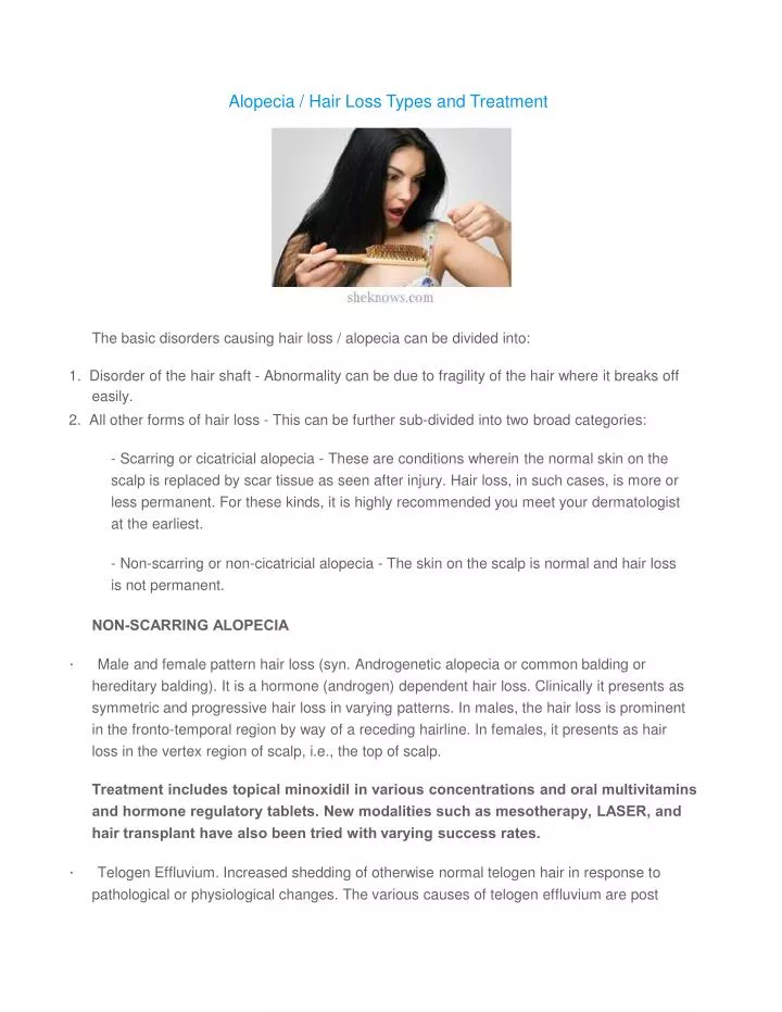 Ppt Alopecia Hair Loss Types And Treatment Powerpoint