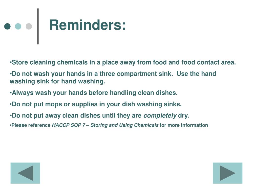 PPT HACCP Dish Washing in 3 Compartment Sinks PowerPoint