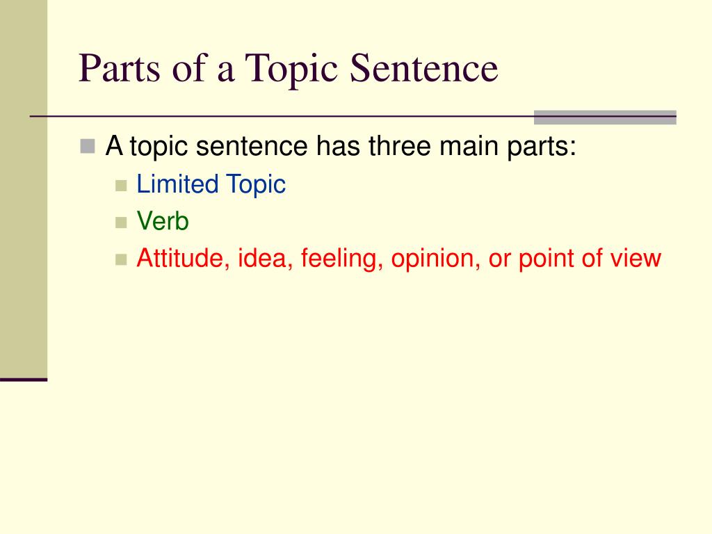 presentation topic sentence