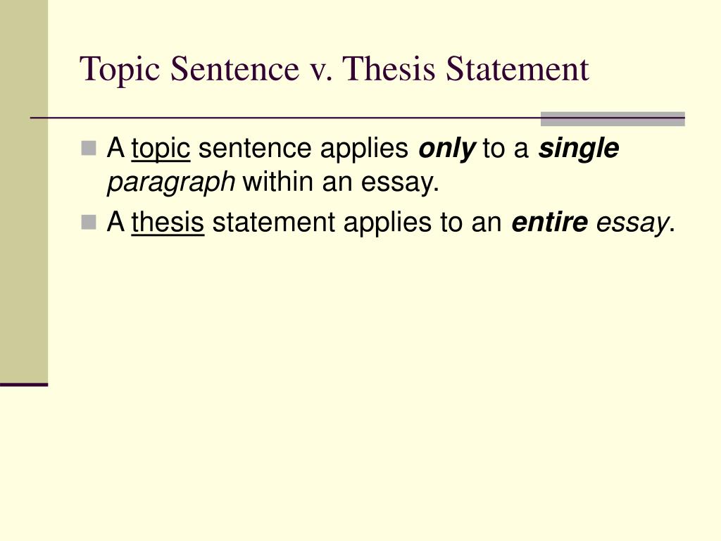 difference topic sentence and thesis