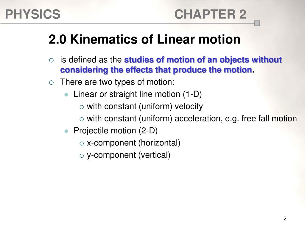 PPT - CHAPTER 2: Kinematics of Linear Motion (5 hours) PowerPoint  Presentation - ID:3151683