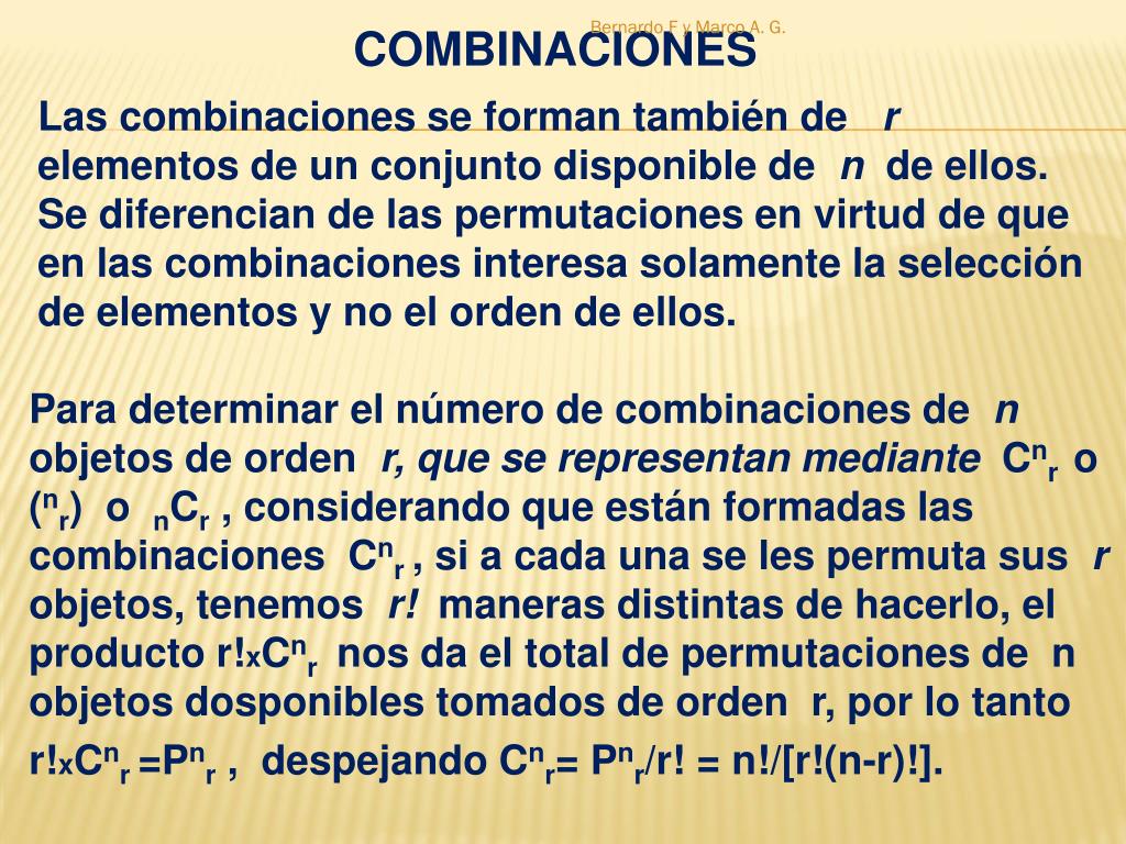 PPT - COMBINACIONES PowerPoint Presentation, free download - ID:3157815