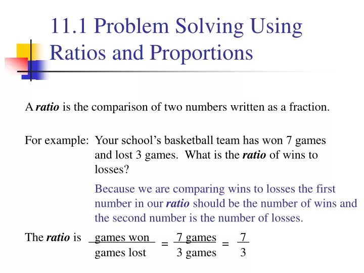 provides the basis for problem solving by the ratio and proportion method