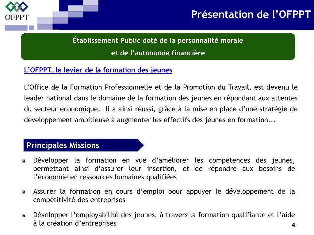 PPT - Office de la Formation Professionnelle et de la Promotion du
