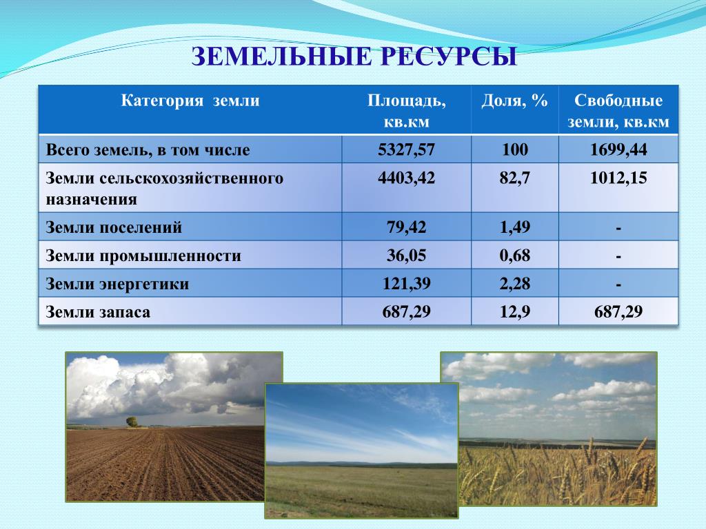 Виды земельных ресурсов