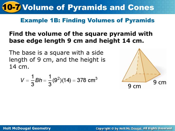 10-7 problem solving volume of pyramids and cones 10-7 problem solving volume of pyramids and cones