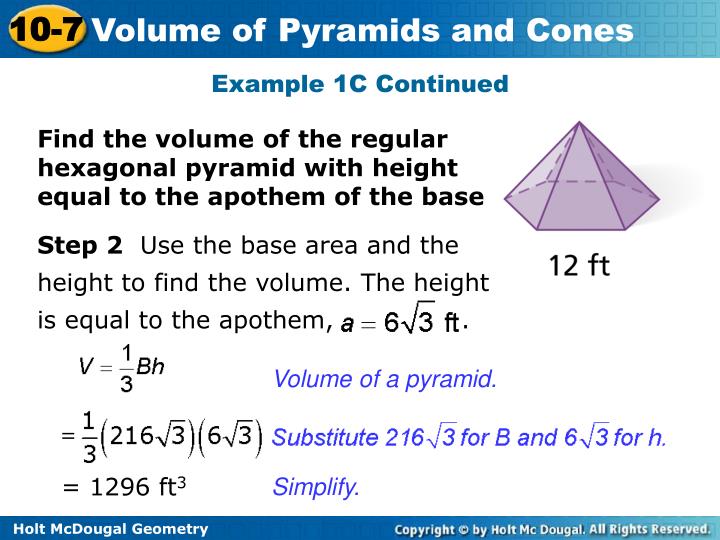 10-7 problem solving volume of pyramids and cones 10-7 problem solving volume of pyramids and cones