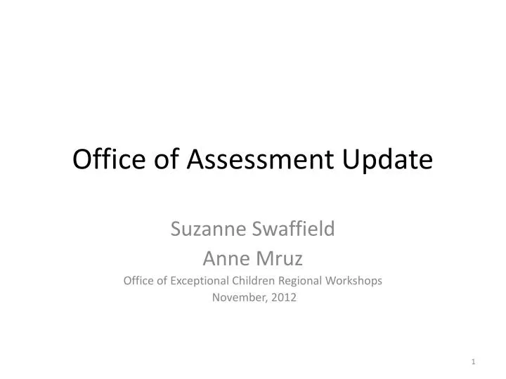 office of assessment update n.