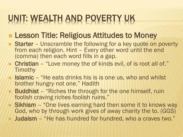 PPT Unit Wealth And Poverty Uk PowerPoint Presentation Free 