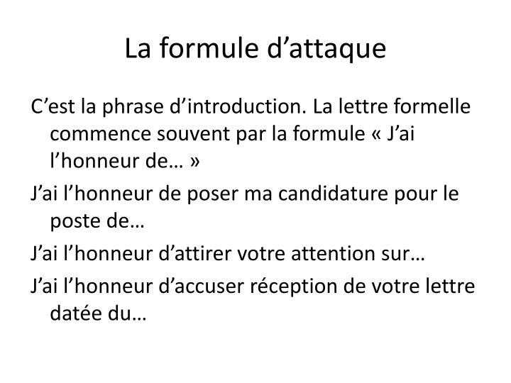 PPT - Ecrire une lettre formelle PowerPoint Presentation 