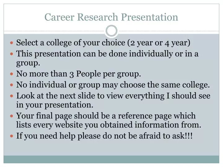 career research presentation n.