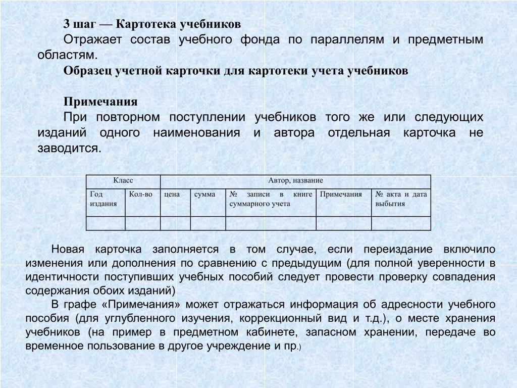 Журнал выдачи учебников по классам в школьной библиотеке образец