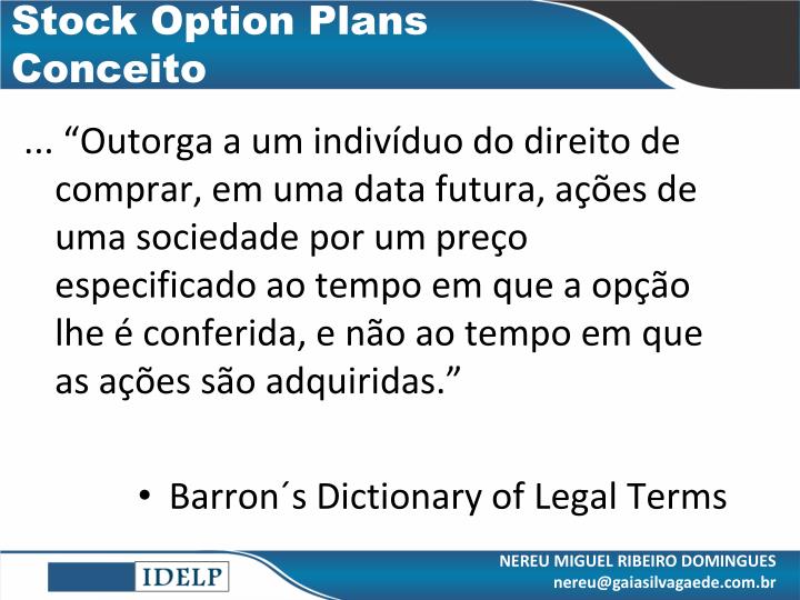 Stock options em sociedade limitada