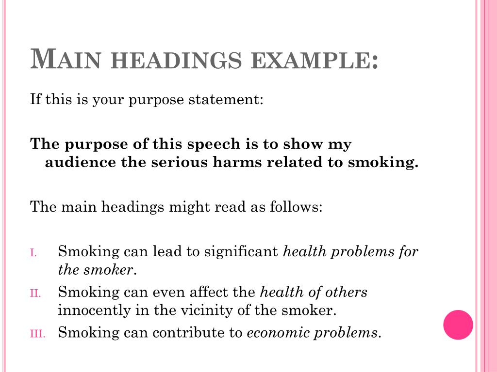 how to write the heading of a speech