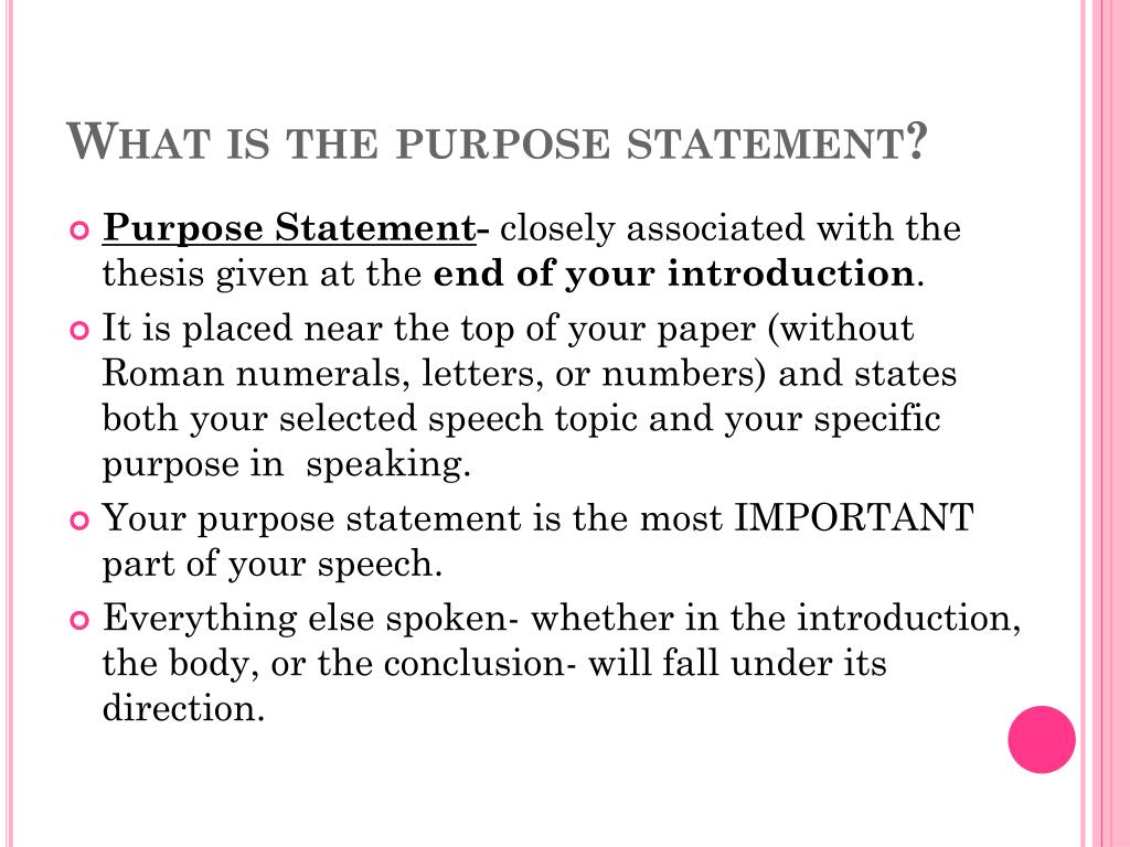 speech presentation purpose