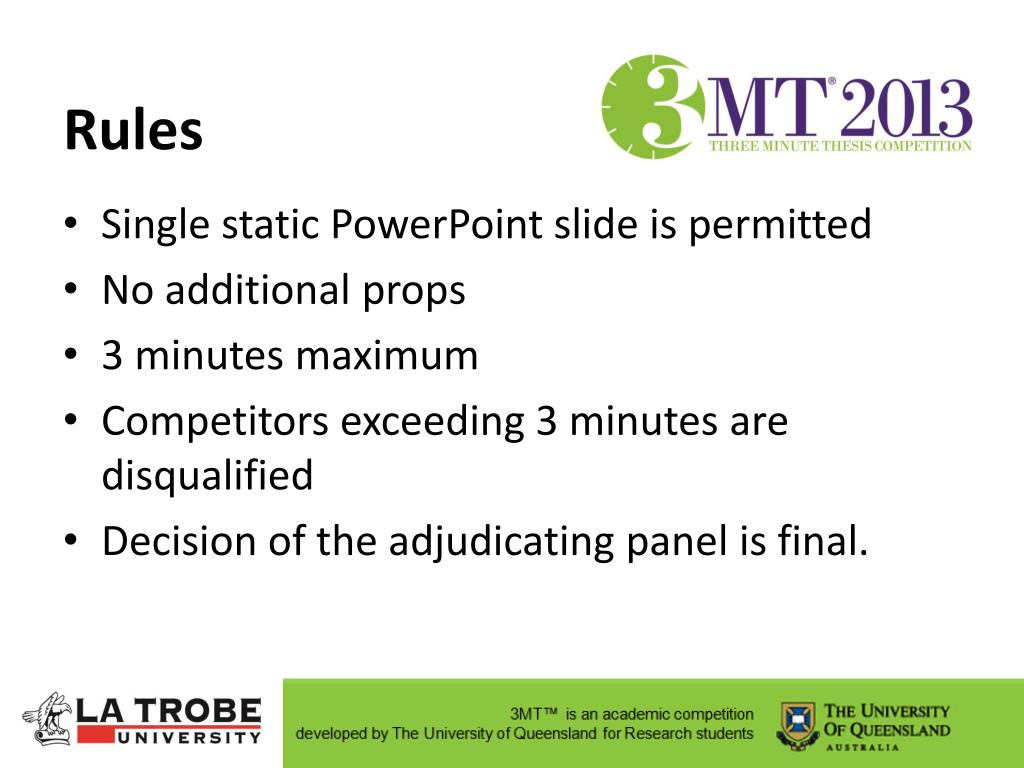 3 minutes presentation slide