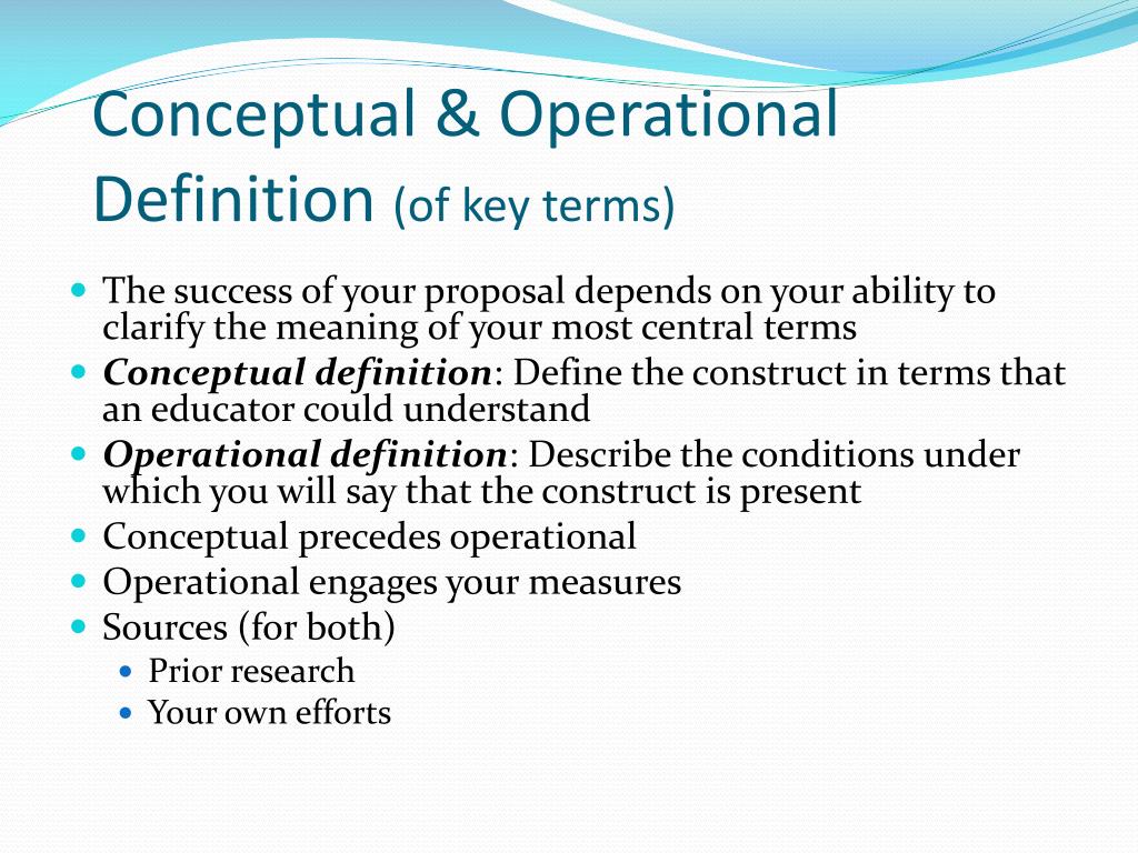 operational definition of variables thesis
