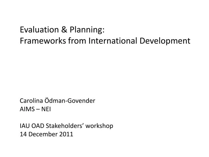 PPT Evaluation & Planning Frameworks from International Development