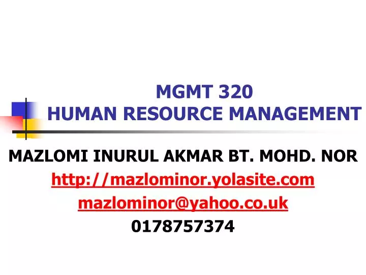 mgmt 320 human resource management n.