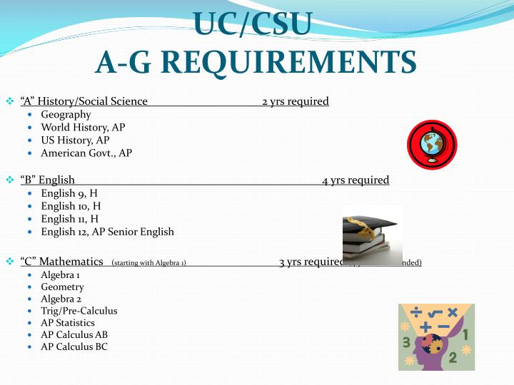 a g requirements uc schools