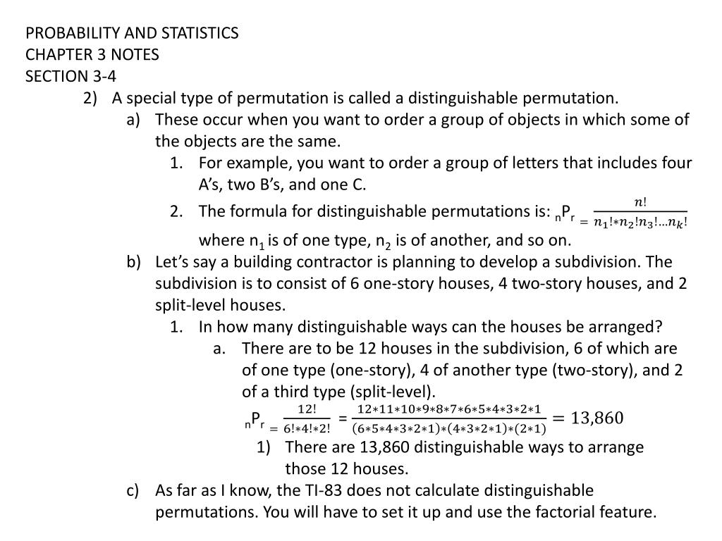 Distinguishable Permutation Example PPT - Understanding Permutations and Combinations in Probability and ...