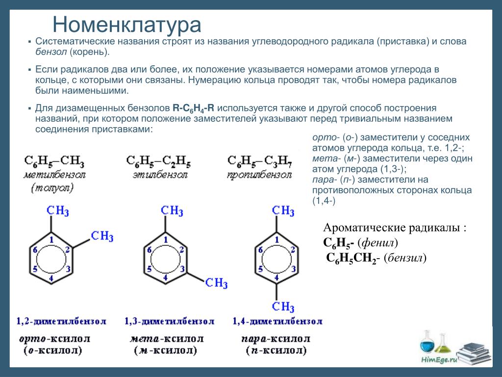Изомерия ароматических. Ароматические углеводороды 1,2 бензольных. Бензольное кольцо с радикалом ch3. Номенклатура радикалов бензола. Ароматические арены бензол номенклатура.