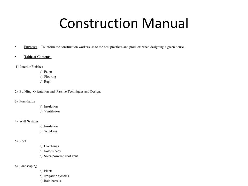 Construction Manual Template Construction Manual Template