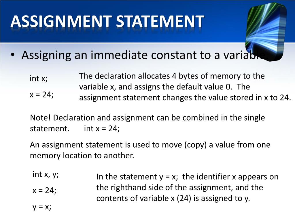 algorithm assignment statement