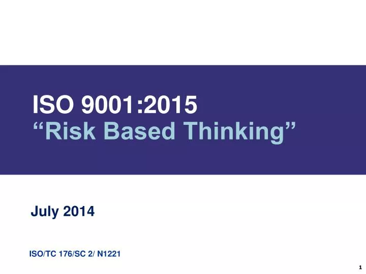 iso 9001 2015 risk based thinking n.