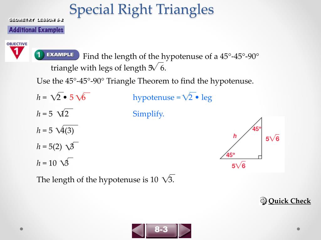 PPT - 8-3 Special Right Triangles PowerPoint Presentation, free