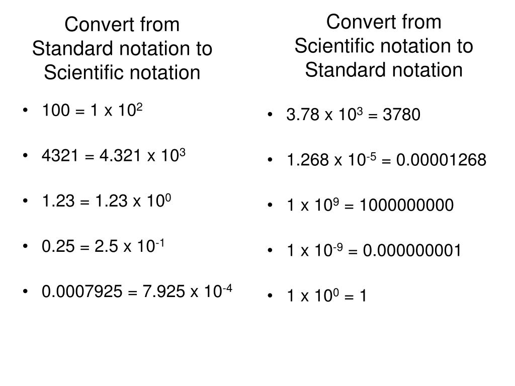 PPT - Convert from Standard notation to Scientific notation