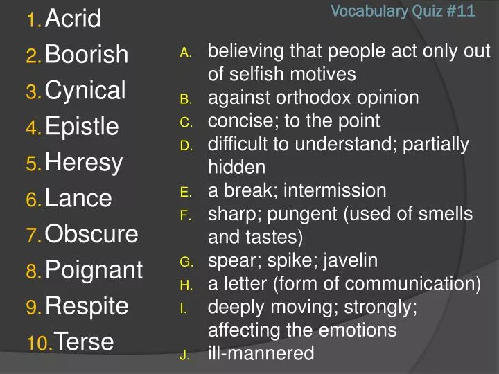 vocabulary quiz 11 n.