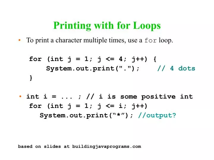 PPT - Printing with for Loops PowerPoint Presentation, free download ...