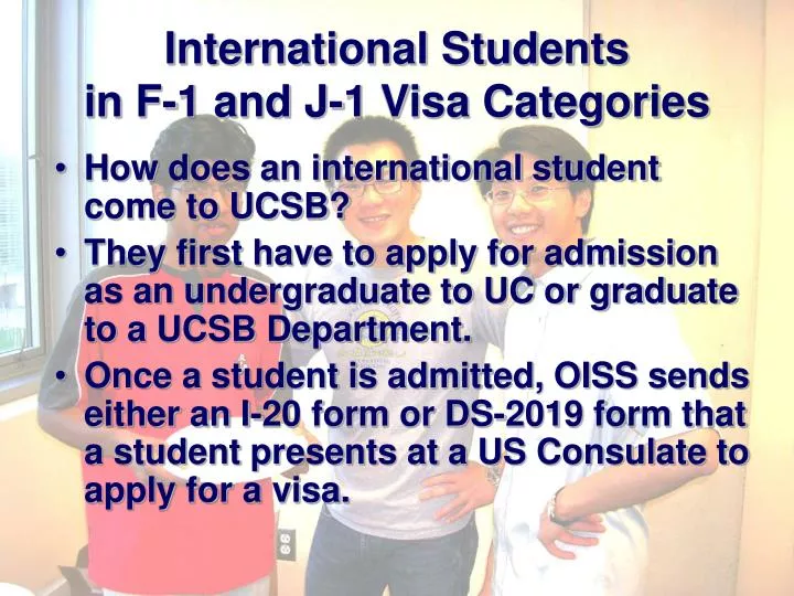 ppt international students in f 1 and j 1 visa categories