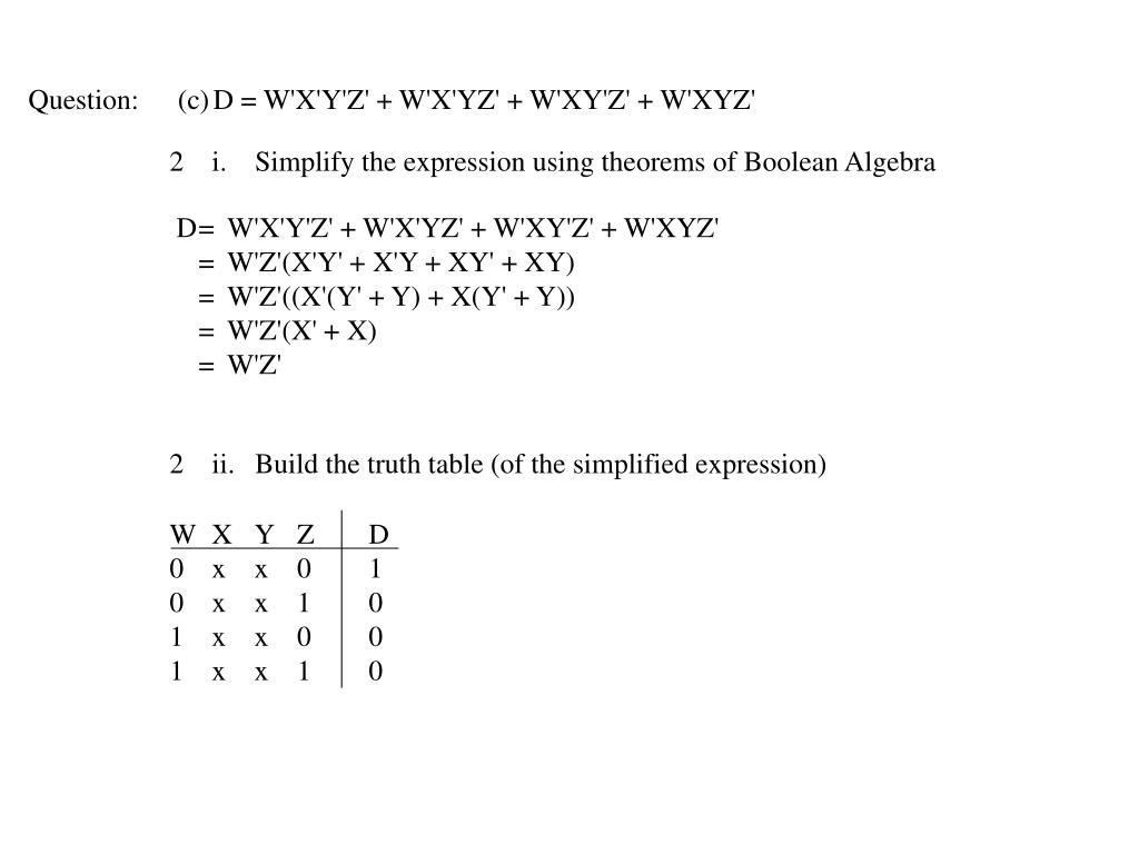 Ppt Question Consider The Expressions A F Xy Xy B B Xyz Xyz X Y Z X Y Z Powerpoint Presentation Id