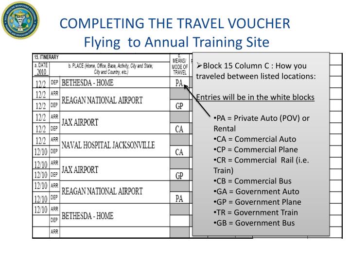 army travel voucher example