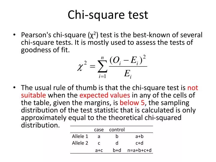 PPT - Chi-square test PowerPoint Presentation, free download - ID:3196686
