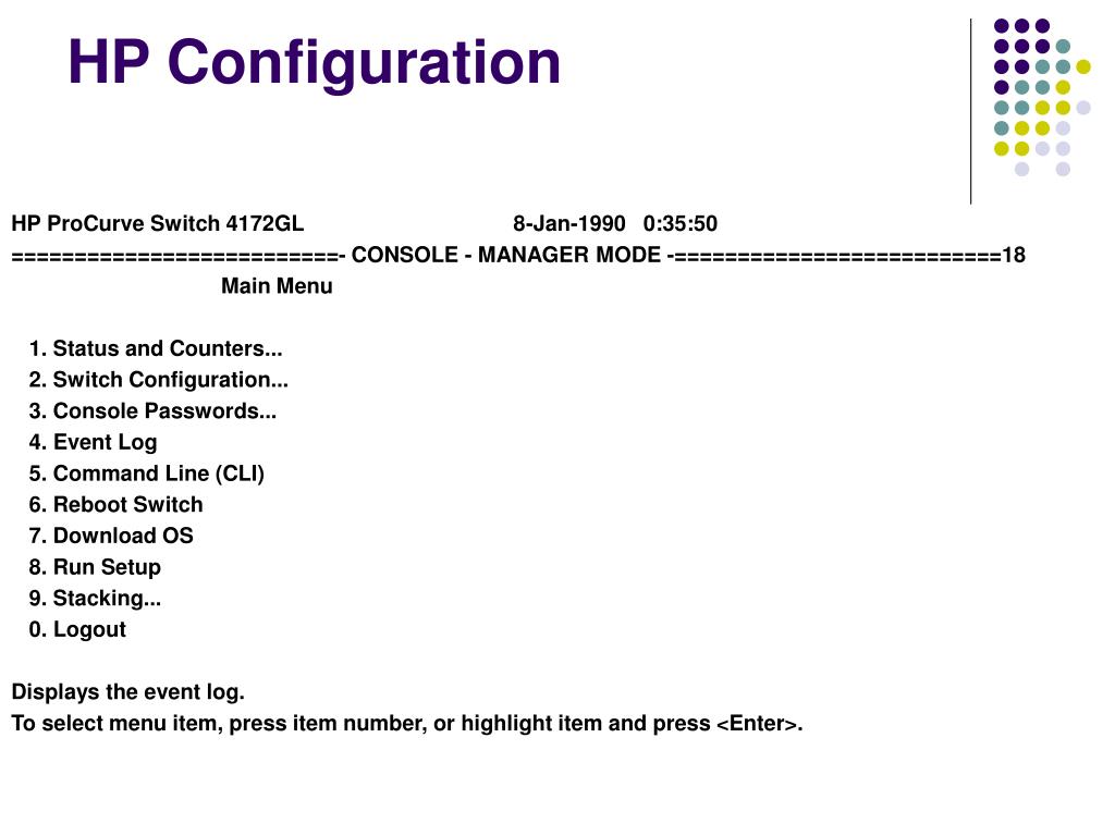 hp procurve system information command