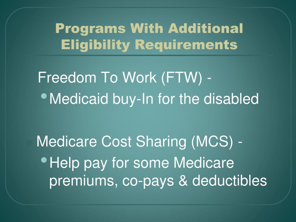 PPT AHCCCS Freedom To Work and Medicare Cost Sharing PowerPoint