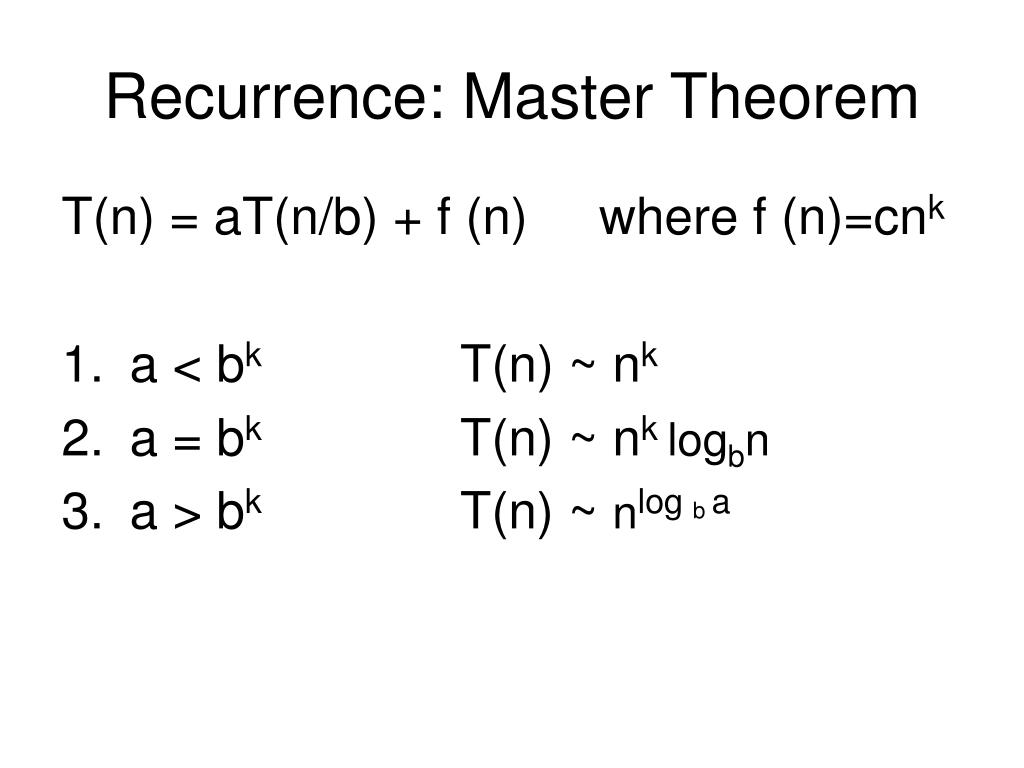 Ppt Recurrence Master Theorem Powerpoint Presentation Free Download Id
