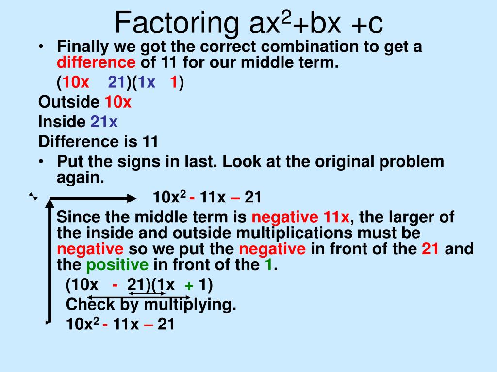 PPT - Factoring Ax 2 +bx +c PowerPoint Presentation, Free Download - ID ...