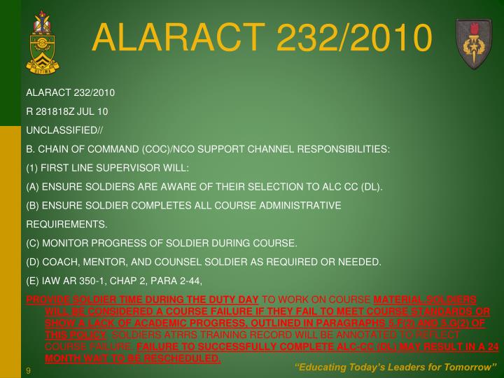 Army Alc Requirements Army Military