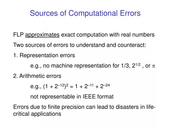 PPT - Sources of Computational Errors PowerPoint Presentation, free ...