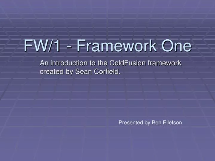 fw 1 framework one n.